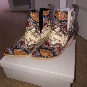 Snakeskin booties